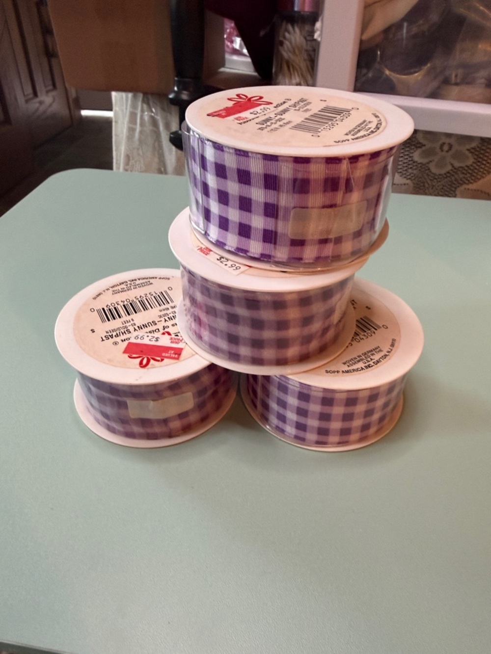 Purple Gingham Ribbon - Decorative Gift Wrap Ribbon